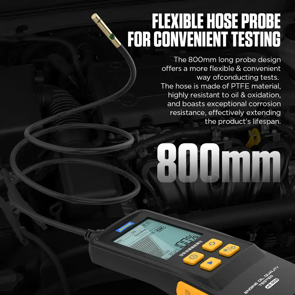 AUTOOL AS503 Digital Optical Engine Oil Quality & Temperature Tester (Petrol/Diesel · 800mm PTFE Probe · 2.8